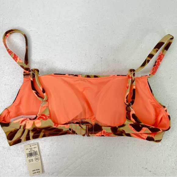 Aerie Peach Bikini Top with Floral Straps Swimsuit Women’s XS - Picture 2 of 5